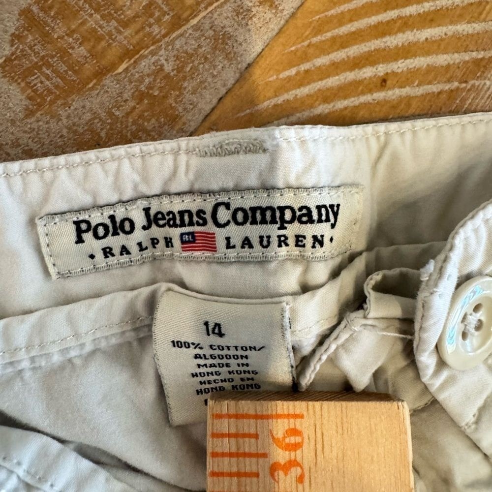Polo Jeans Ralph Lauren Women 14 Beige Cotton Utility Cargo Drawstring Pants - Picture 3 of 5